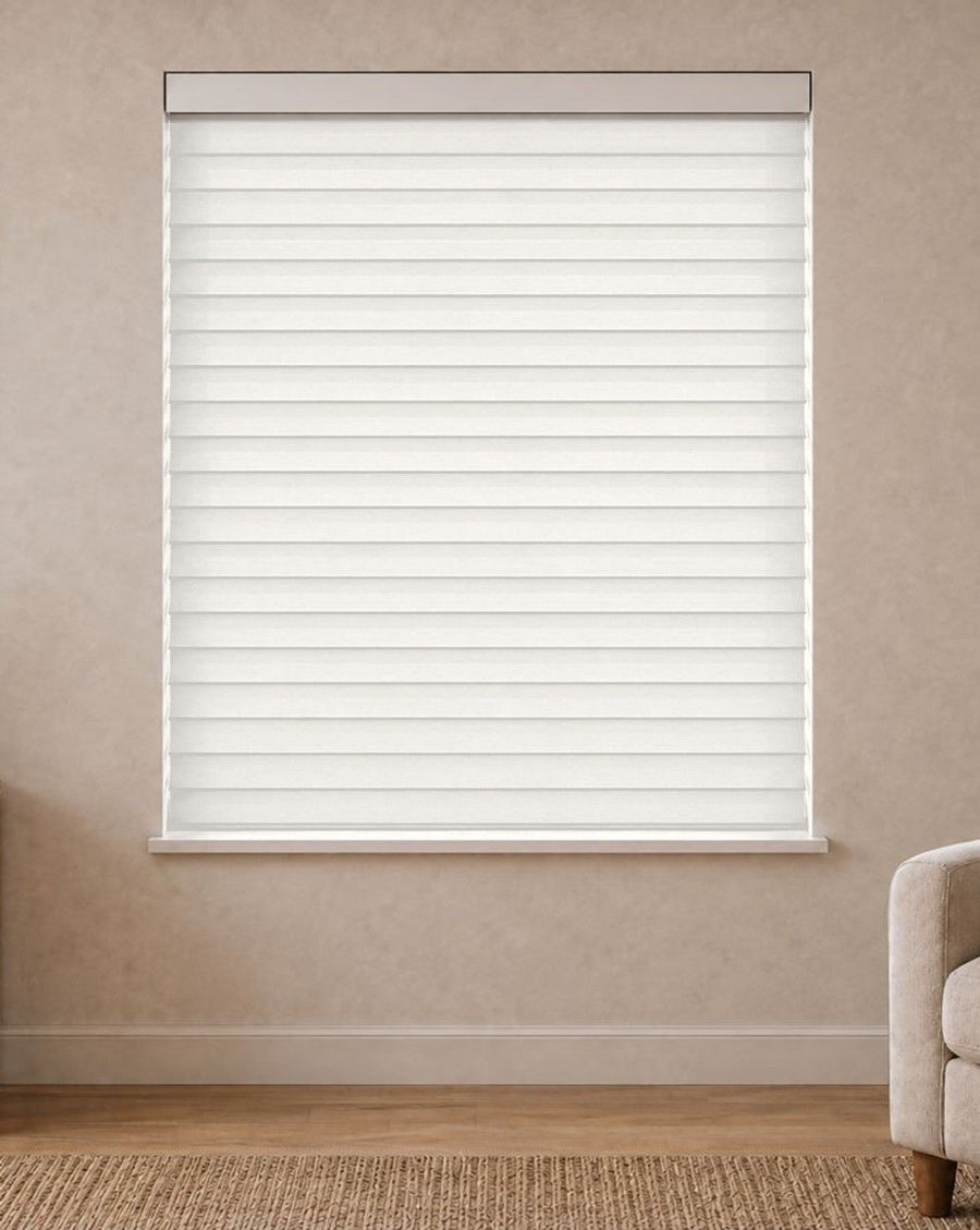 Horizontal sheer shades in Ivory Bloom