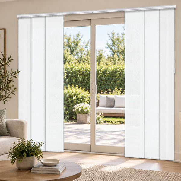 Gliding panels drawn across a patio door