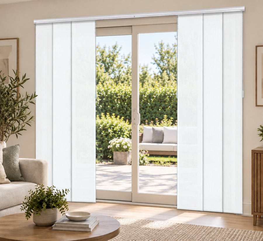 Gliding panels drawn across a patio door