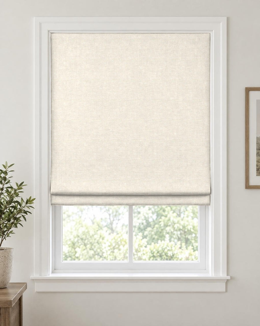 Flat roman shade in Seashell