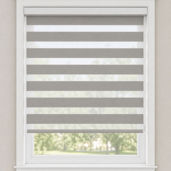 Banded zebra shade in a window