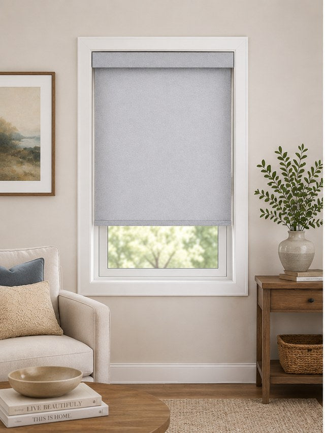 Inside mount roller shade fitted inside the window frame